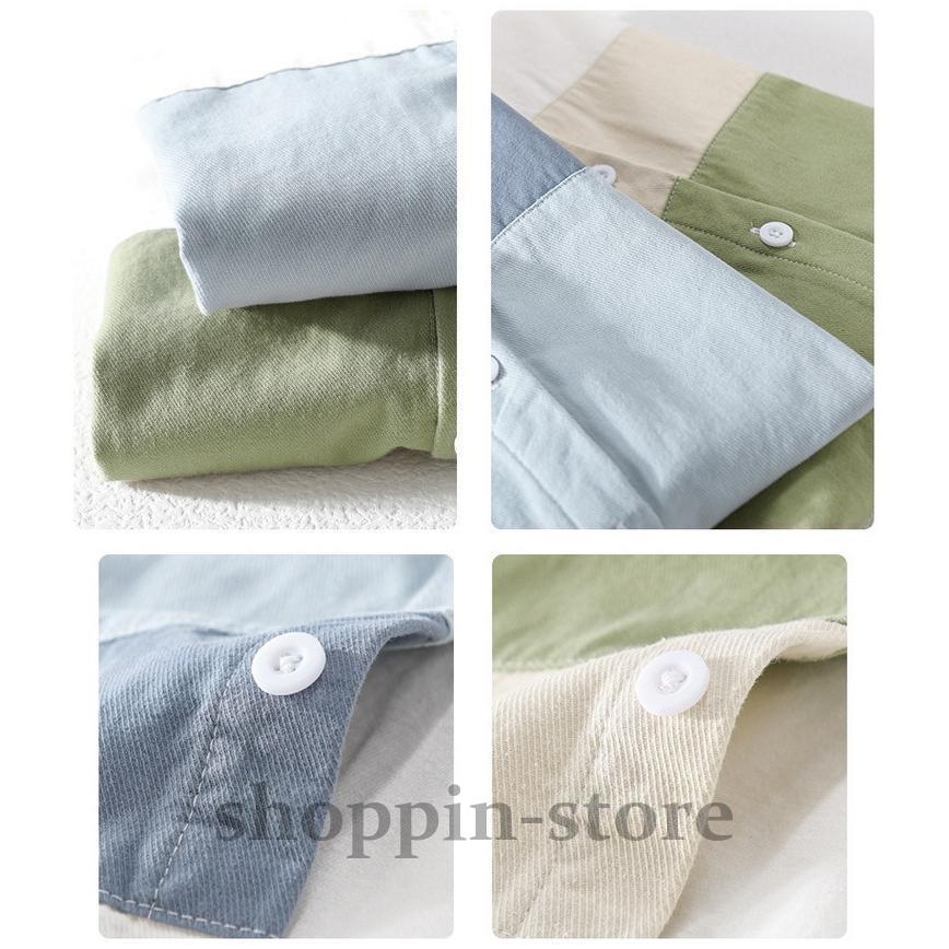 シャツ メンズ きれいめ カジュアルシャツ 開襟シャツ 切り替え 春 ファッション 秋 春 100%綿 トップス 長袖 