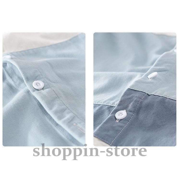 シャツ メンズ きれいめ カジュアルシャツ 開襟シャツ 切り替え 春 ファッション 秋 春 100%綿 トップス 長袖 