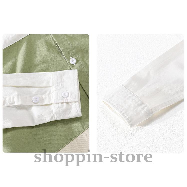 シャツ メンズ きれいめ カジュアルシャツ 開襟シャツ 切り替え 春 ファッション 秋 春 100%綿 トップス 長袖 