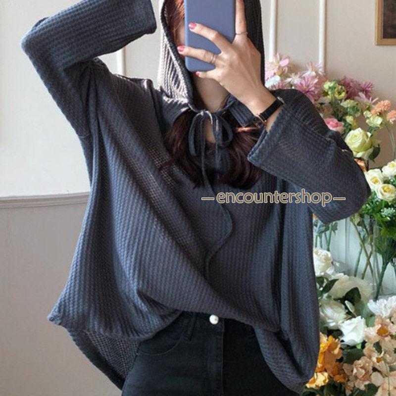 レディース 長袖 プルオーバー トップス 羽織 フード付き ゆったり 体型カバー おしゃれ 春秋 カジュアル秋服 薄手 