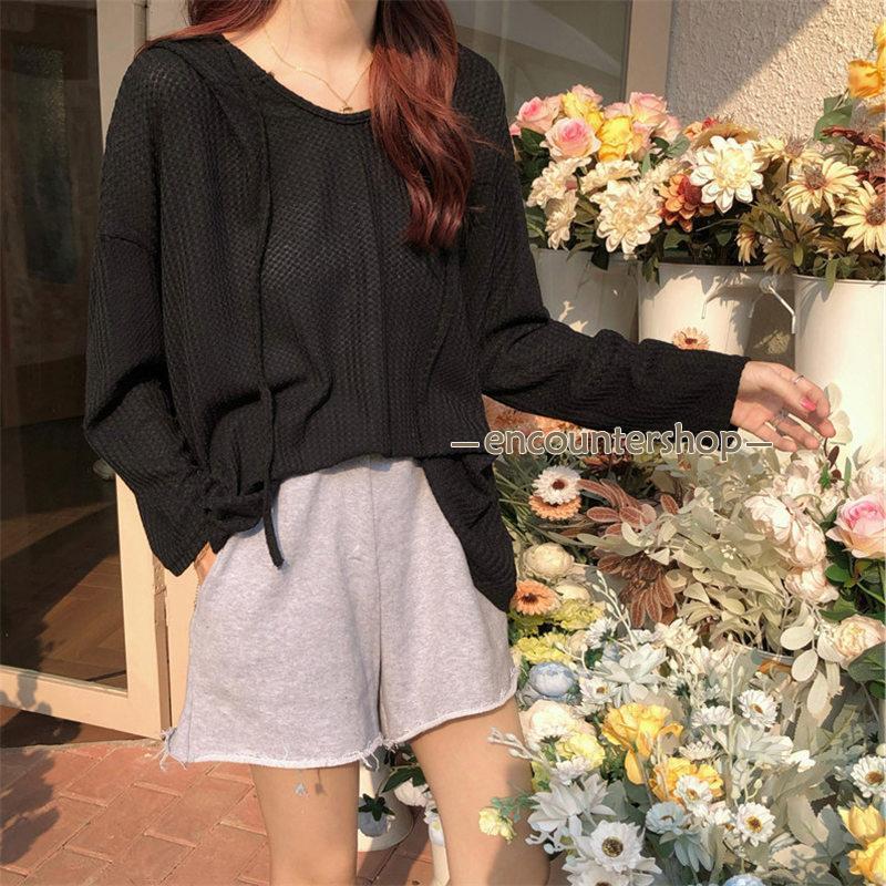 レディース 長袖 プルオーバー トップス 羽織 フード付き ゆったり 体型カバー おしゃれ 春秋 カジュアル秋服 薄手 