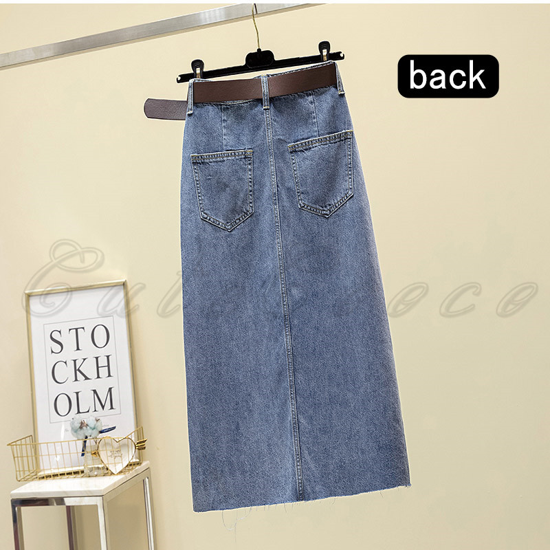 デニムスカート レディース Aライン ウエスト ポケット付き 着痩せ見え 動きやすい ファッション ふんわり 膝下 前スリット 送料無料 ゆったり 無地 