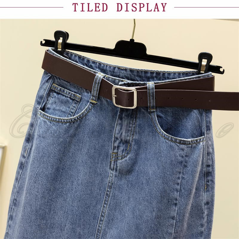 デニムスカート レディース Aライン ウエスト ポケット付き 着痩せ見え 動きやすい ファッション ふんわり 膝下 前スリット 送料無料 ゆったり 無地 