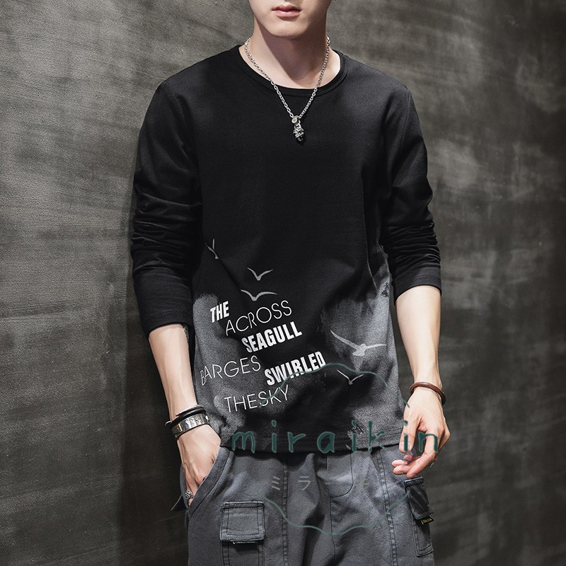 Tシャツ メンズ 春 長袖 無地 ロンT ロングT 夏 ゆったり カットソー 英文字 春 送料無料 カジュアル 大きいサイズ かっこいい ティーシャツ カジュアル 