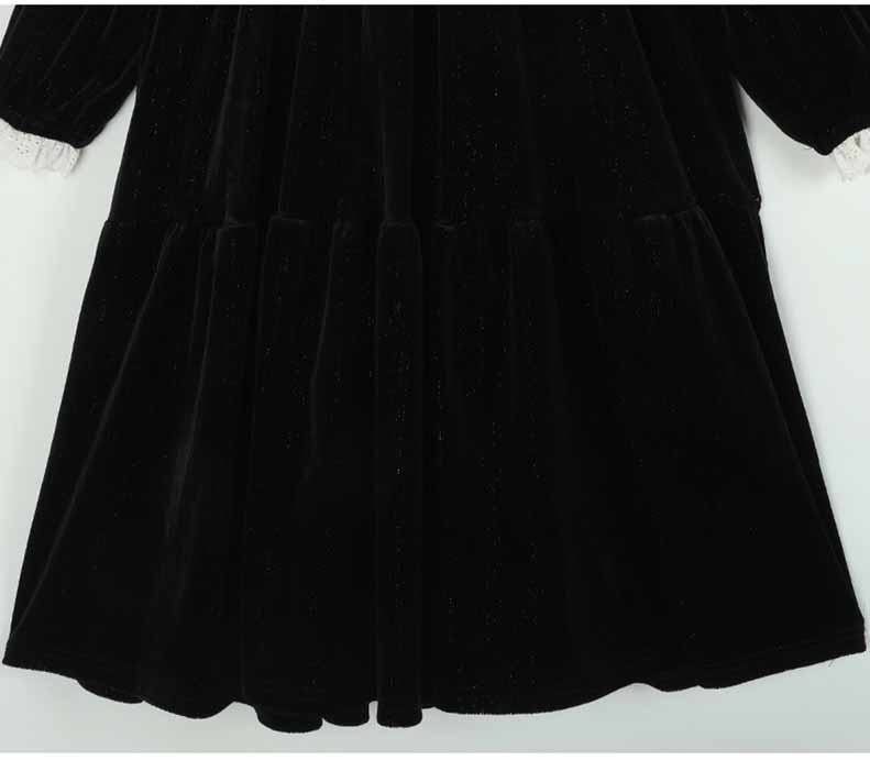 白襟長袖リラックスワンピースコットンキッズ ガールズ 女の子 女児 子供子供服120CM 130CM シンプル 140CM 冬 秋 ナチュラル 通学ゆったり 150CM 膝下丈 