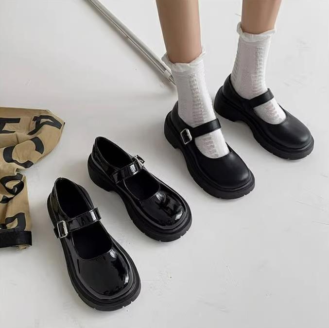 ローファー レディース パンプス 皮靴 ウォーキングラウンドトゥ インステップストラップ お出掛け スクール 通学 厚底 学生靴 ガールズ 
