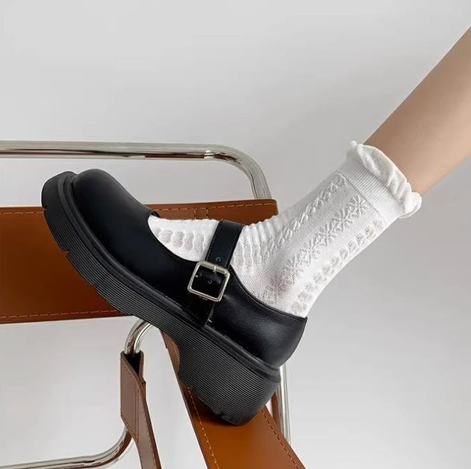 ローファー レディース パンプス 皮靴 ウォーキングラウンドトゥ インステップストラップ お出掛け スクール 通学 厚底 学生靴 ガールズ 