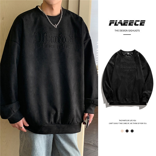 トレーナー メンズ プルオーバー ブラック 長袖 スポーツウェア 長袖 韓国ファッション デザイン 春秋 英語文字 プリント 丸襟 Uネック 送料無料 