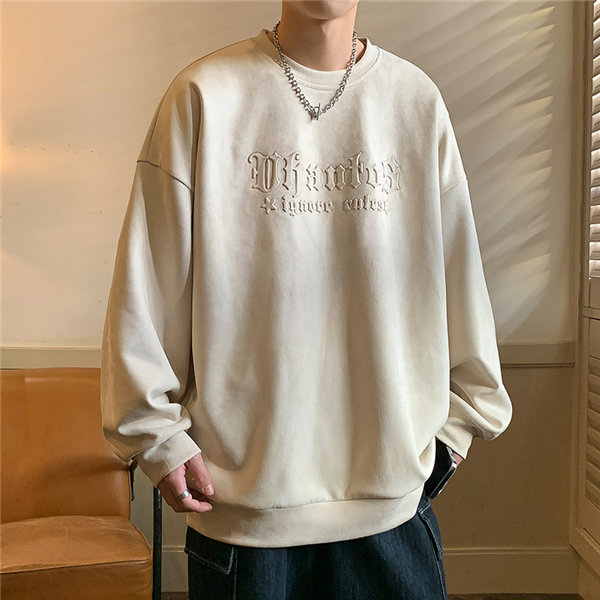 トレーナー メンズ プルオーバー ブラック 長袖 スポーツウェア 長袖 韓国ファッション デザイン 春秋 英語文字 プリント 丸襟 Uネック 送料無料 