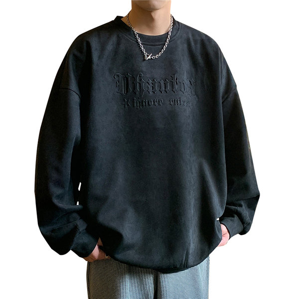 トレーナー メンズ プルオーバー ブラック 長袖 スポーツウェア 長袖 韓国ファッション デザイン 春秋 英語文字 プリント 丸襟 Uネック 送料無料 