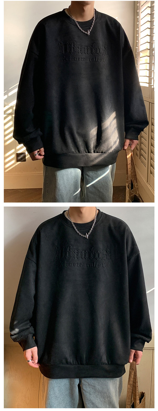 トレーナー メンズ プルオーバー ブラック 長袖 スポーツウェア 長袖 韓国ファッション デザイン 春秋 英語文字 プリント 丸襟 Uネック 送料無料 