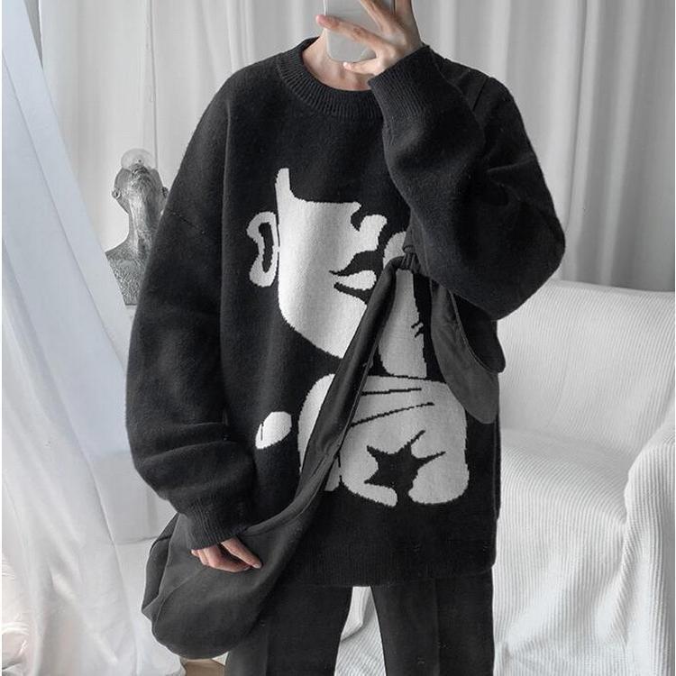 ニットセーター メンズ レディース 長袖 クルーネック ゆったりプルオーバーセーター カジュアルニットトップス オシャレ 秋冬 カップル 。 防寒 カットソー 