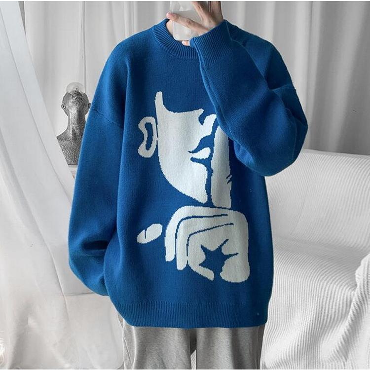 ニットセーター メンズ レディース 長袖 クルーネック ゆったりプルオーバーセーター カジュアルニットトップス オシャレ 秋冬 カップル 。 防寒 カットソー 