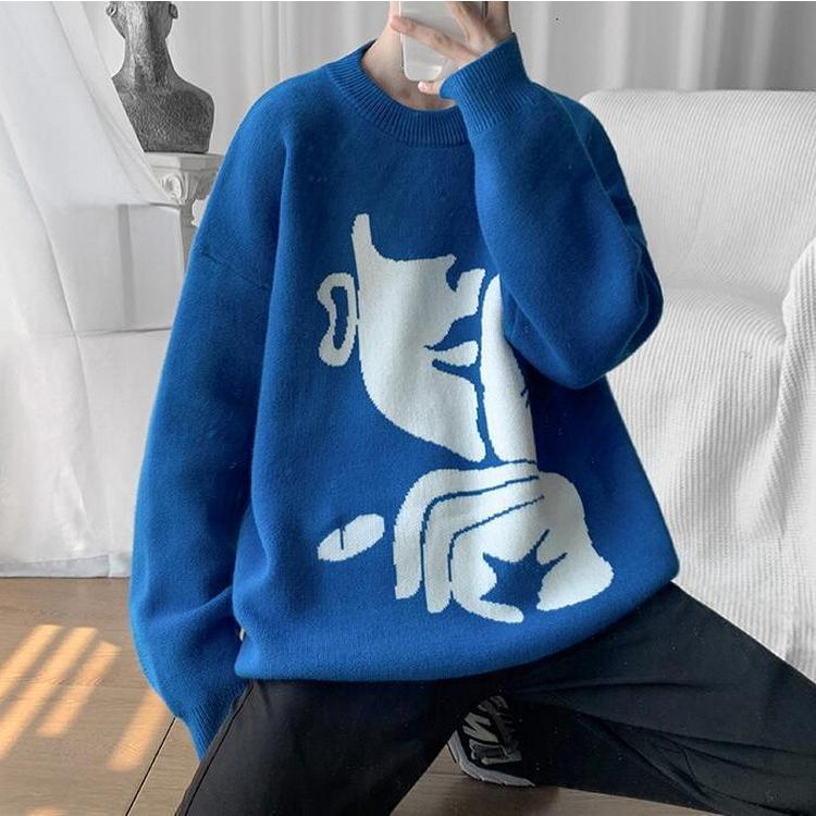 ニットセーター メンズ レディース 長袖 クルーネック ゆったりプルオーバーセーター カジュアルニットトップス オシャレ 秋冬 カップル 。 防寒 カットソー 