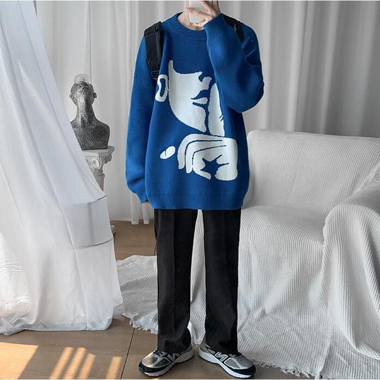 ニットセーター メンズ レディース 長袖 クルーネック ゆったりプルオーバーセーター カジュアルニットトップス オシャレ 秋冬 カップル 。 防寒 カットソー 