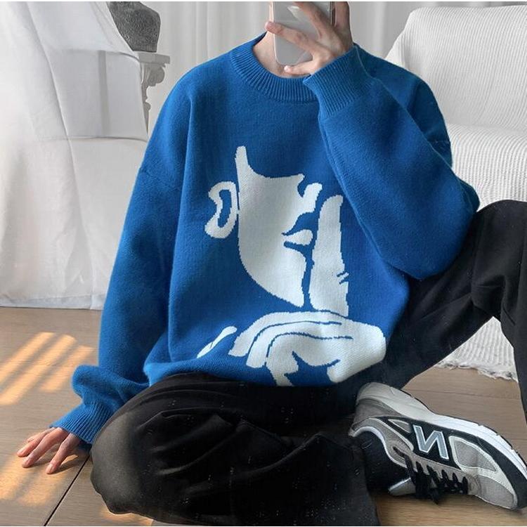 ニットセーター メンズ レディース 長袖 クルーネック ゆったりプルオーバーセーター カジュアルニットトップス オシャレ 秋冬 カップル 。 防寒 カットソー 