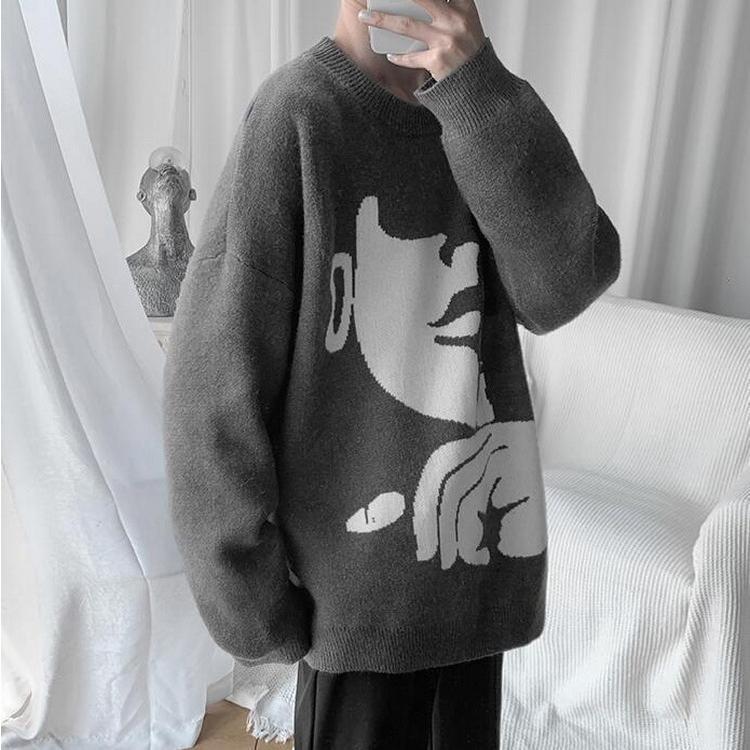 ニットセーター メンズ レディース 長袖 クルーネック ゆったりプルオーバーセーター カジュアルニットトップス オシャレ 秋冬 カップル 。 防寒 カットソー 