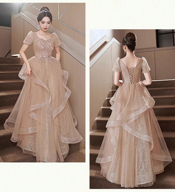 ロングドレス 大人 ピアノ 発表会 演奏会 結婚式 披露宴 大きいサイズ 母親 小さいサイズ パーティードレス二次会 マキシ丈 キラキラ 