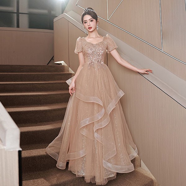 ロングドレス 大人 ピアノ 発表会 演奏会 結婚式 披露宴 大きいサイズ 母親 小さいサイズ パーティードレス二次会 マキシ丈 キラキラ 