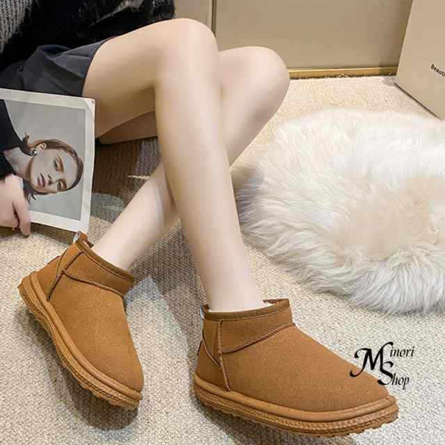 ムートンブーツ レディース ショートブーツ 内ボア 歩きやすい 軽い 外履き 室内履き あったか 防寒 もこもこ 冬 秋冬 滑りにくい 靴 靴 