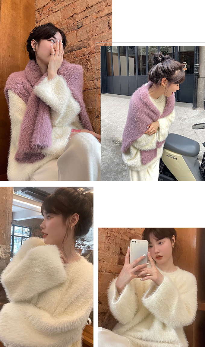 シャギーニット ふわふわ ニット レディース ゆるっとサイズ シャギー  