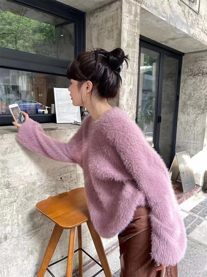 シャギーニット ふわふわ ニット レディース ゆるっとサイズ シャギー  