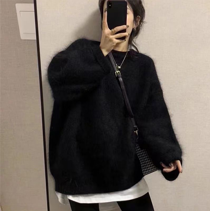 シャギーニット ふわふわ ニット レディース ゆるっとサイズ シャギー  