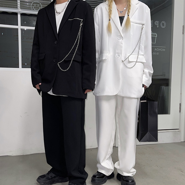 あり ジャケット パンツ セットアップ パンツスーツ カジュアルスーツ ヒップホップ 大きいサイズ ダンス 衣装 白 服 黒 韓国ファッション オーバーサイズ 