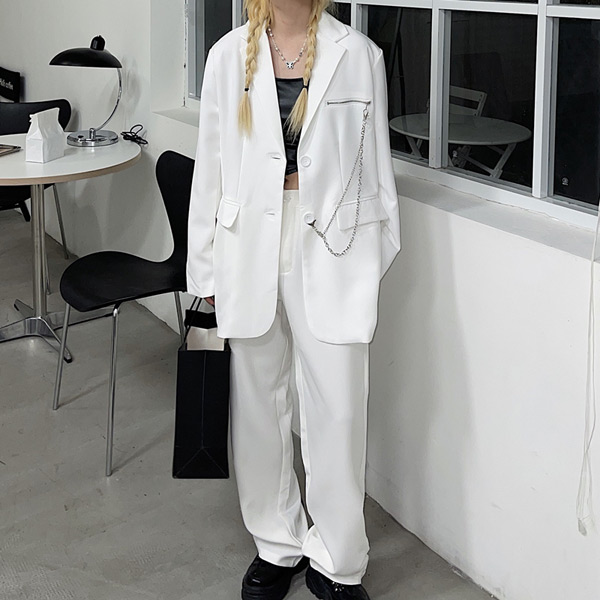 あり ジャケット パンツ セットアップ パンツスーツ カジュアルスーツ ヒップホップ 大きいサイズ ダンス 衣装 白 服 黒 韓国ファッション オーバーサイズ 