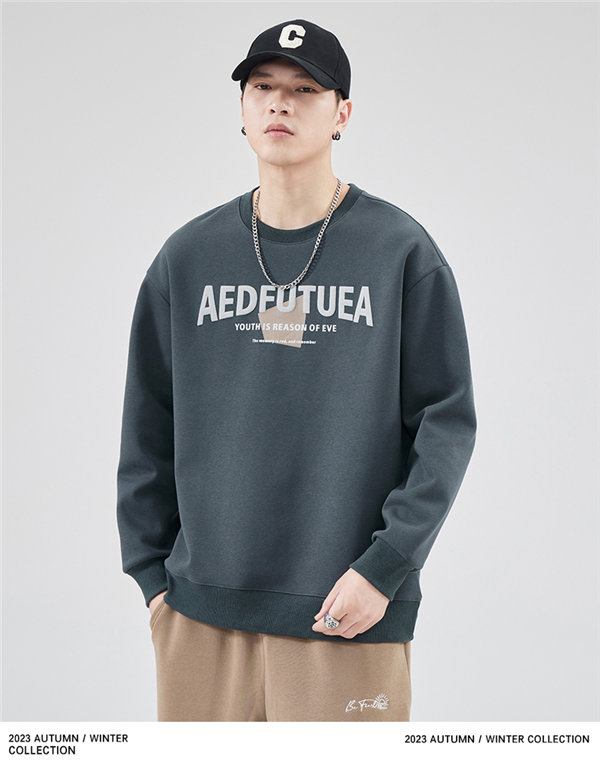 トレーナー メンズ プルオーバー ブラック 長袖 スポーツウェア 韓国ファッション デザイン 送料無料 Uネック 春秋 長袖 プリント 丸襟 英語文字 