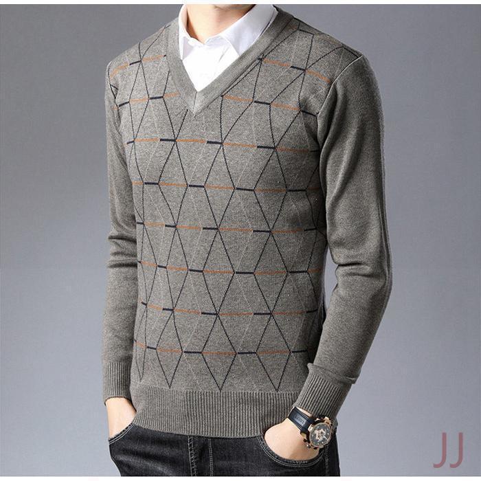 ニットセーター メンズ セーター Vネック 長袖 トップス おしゃれ暖か 長袖セーター 厚手 ライトセーター 秋冬 秋冬 チェック柄 プレゼント ニットソー 