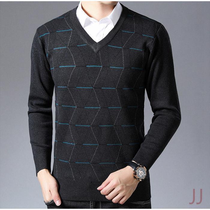 ニットセーター メンズ セーター Vネック 長袖 トップス おしゃれ暖か 長袖セーター 厚手 ライトセーター 秋冬 秋冬 チェック柄 プレゼント ニットソー 