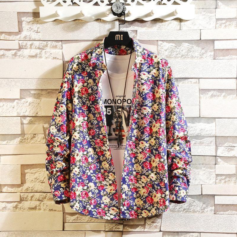 シャツ メンズ 長袖 アロハシャツ 花柄シャツ カカジュアルシャツ 新作 細身 春夏秋 スリム 柄シャツ 総柄おしゃれ 秋服 