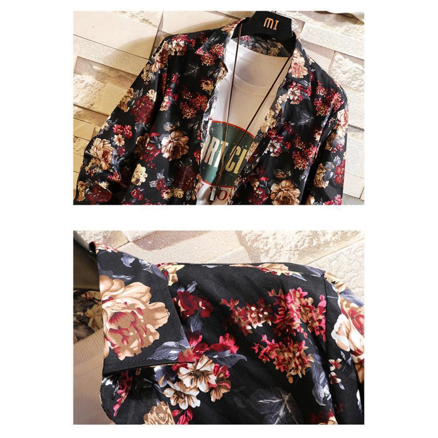 シャツ メンズ 長袖 アロハシャツ 花柄シャツ カカジュアルシャツ 新作 細身 春夏秋 スリム 柄シャツ 総柄おしゃれ 秋服 