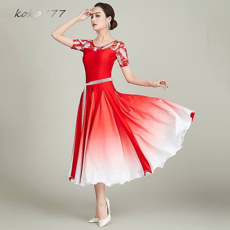 ロングドレス レディース ワンピース ラテンダンス ウェア パーティー 洋服 モダンダンス ナショナルダンス ワルツ グラデーション 社交ダンス 発表会 舞台衣装 