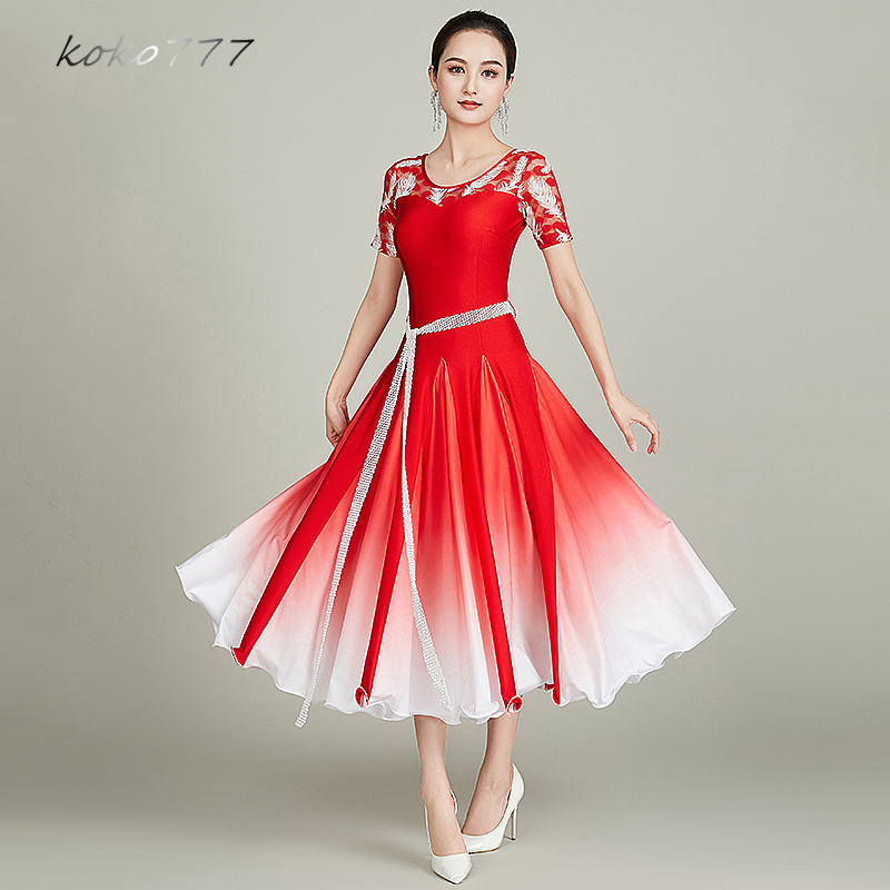 ロングドレス レディース ワンピース ラテンダンス ウェア パーティー 洋服 モダンダンス ナショナルダンス ワルツ グラデーション 社交ダンス 発表会 舞台衣装 