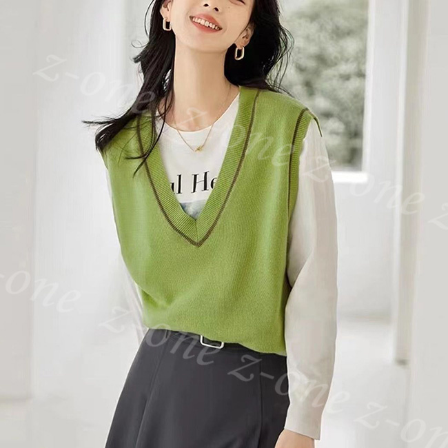 ベスト ニット プルオーバー レディース 新作 Vネック 通学 セーター 体型カバー 柔らかい 保温 レイヤード 秋冬 大人 通勤 春 学生 アウター ゆったり 可愛い 