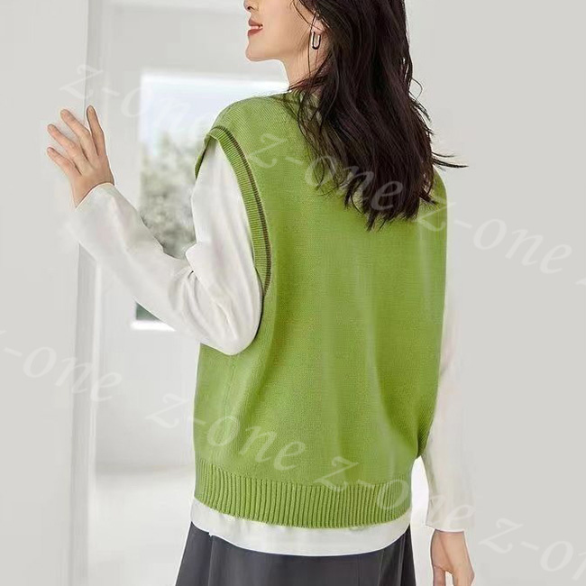ベスト ニット プルオーバー レディース 新作 Vネック 通学 セーター 体型カバー 柔らかい 保温 レイヤード 秋冬 大人 通勤 春 学生 アウター ゆったり 可愛い 