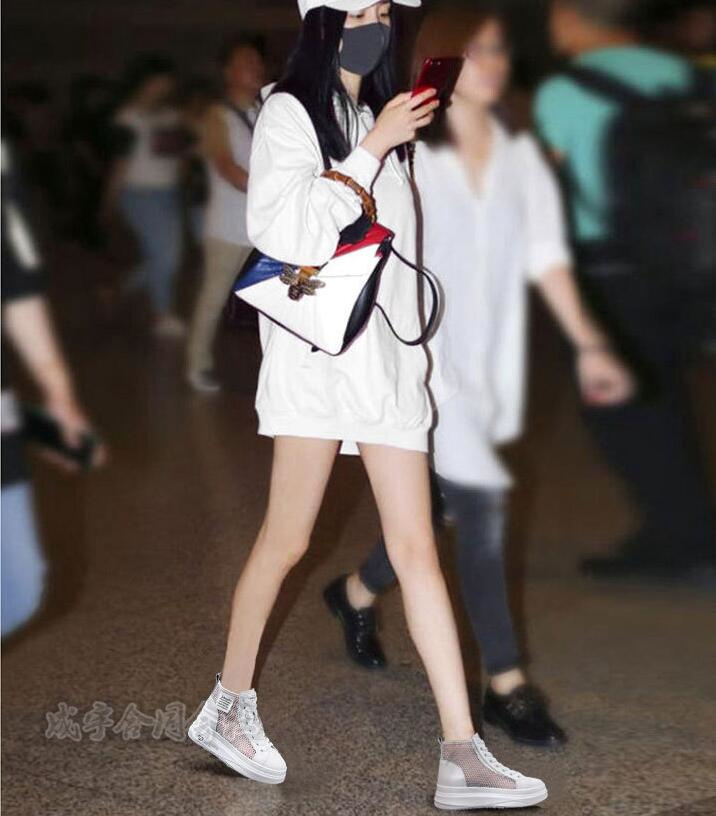 厚底スニーカー レースアップブーツ ハイカットスニーカー レディース 厚底靴 メッシュ軽量 6CM 通学靴 黒 通気性 靴 美脚 白 通勤 疲れない 