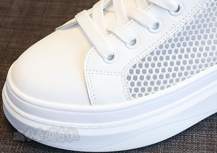 厚底スニーカー レースアップブーツ ハイカットスニーカー レディース 厚底靴 メッシュ軽量 6CM 通学靴 黒 通気性 靴 美脚 白 通勤 疲れない 