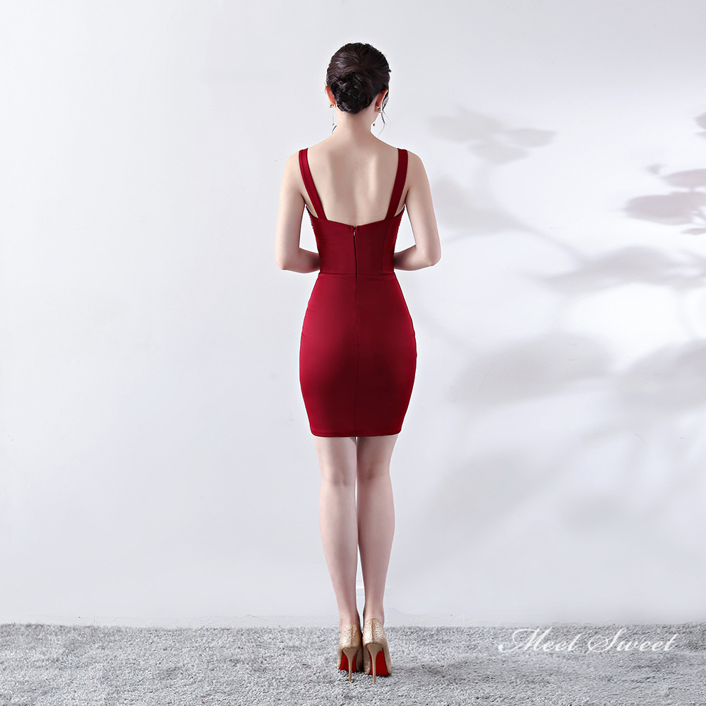 カラードレス ミニドレス 袖なし パーティードレス 結婚式 二次会 サテン 演出 ファスナー 演奏会 ワンピース 発表会 フォーマルドレス ミディアムドレス 