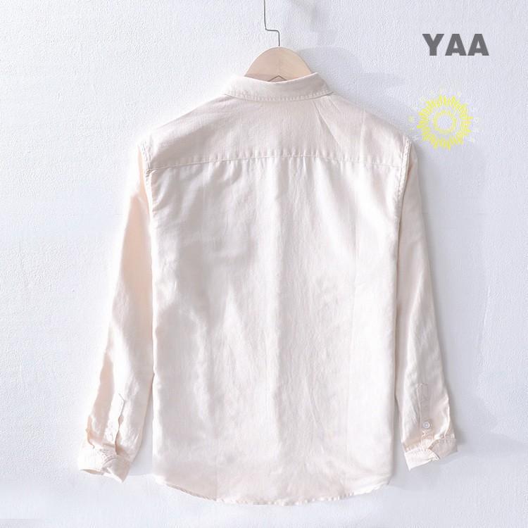 カジュアルシャツ メンズ シャツ 綿麻 リネンコットン 刺繍 メンズファッション 通勤 長袖 トップス リネンシャツ ビジネスカ SHIRT 