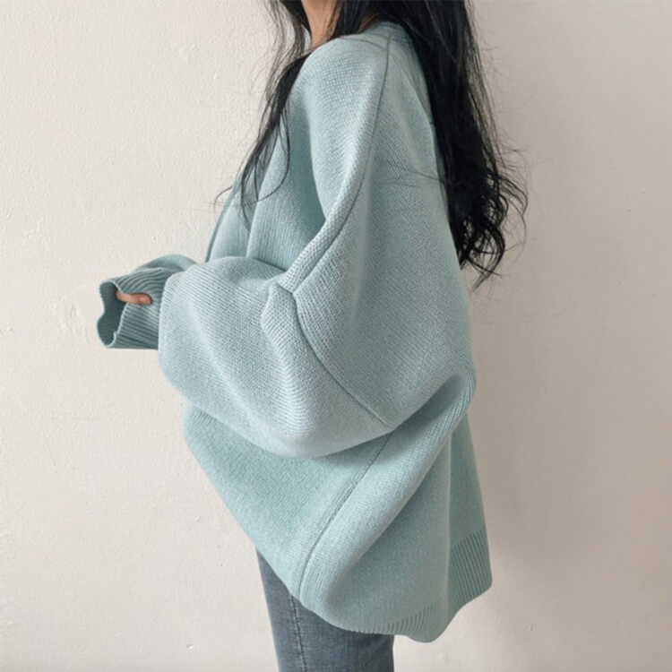 カーディガン レディース 韓国 アウター ニット ゆったり ドロップショルダー 無地 おしゃれ オーバーサイズ カジュアル シンプル クルーネック 
