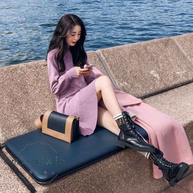 ニットワンピース レディース ニット チュニック ショート丈 インナー クルーネック ニットソー 秋冬 春秋 秋服 体型カバー ゆったり 送料無料 プルオーバー 