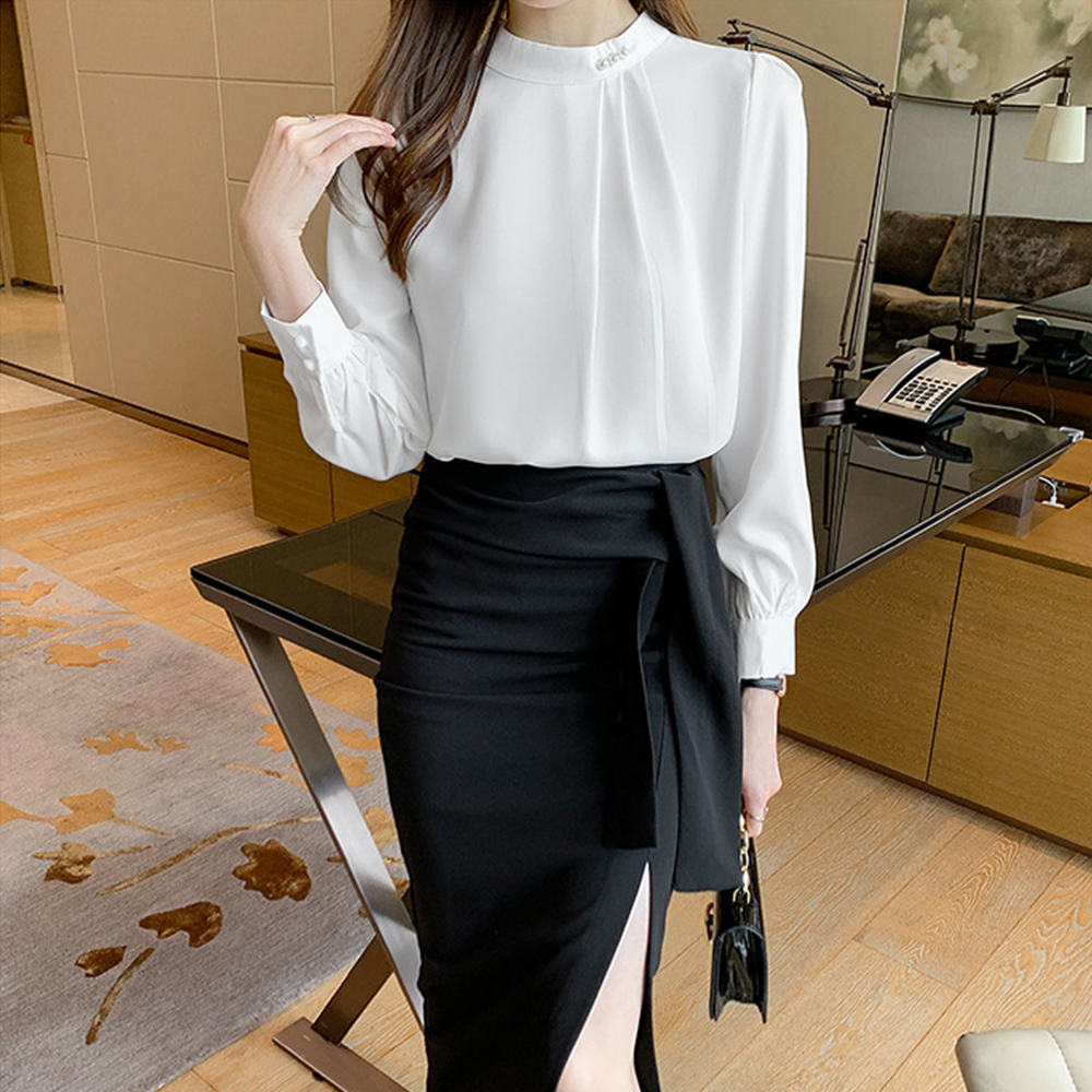 ブラウスフォーマル レディース 長袖上品 。可  