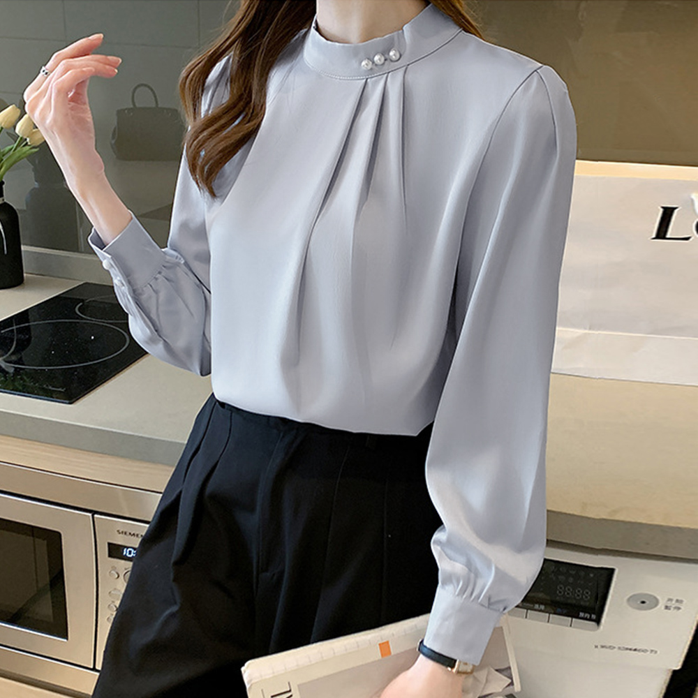 ブラウスフォーマル レディース 長袖上品 。可  