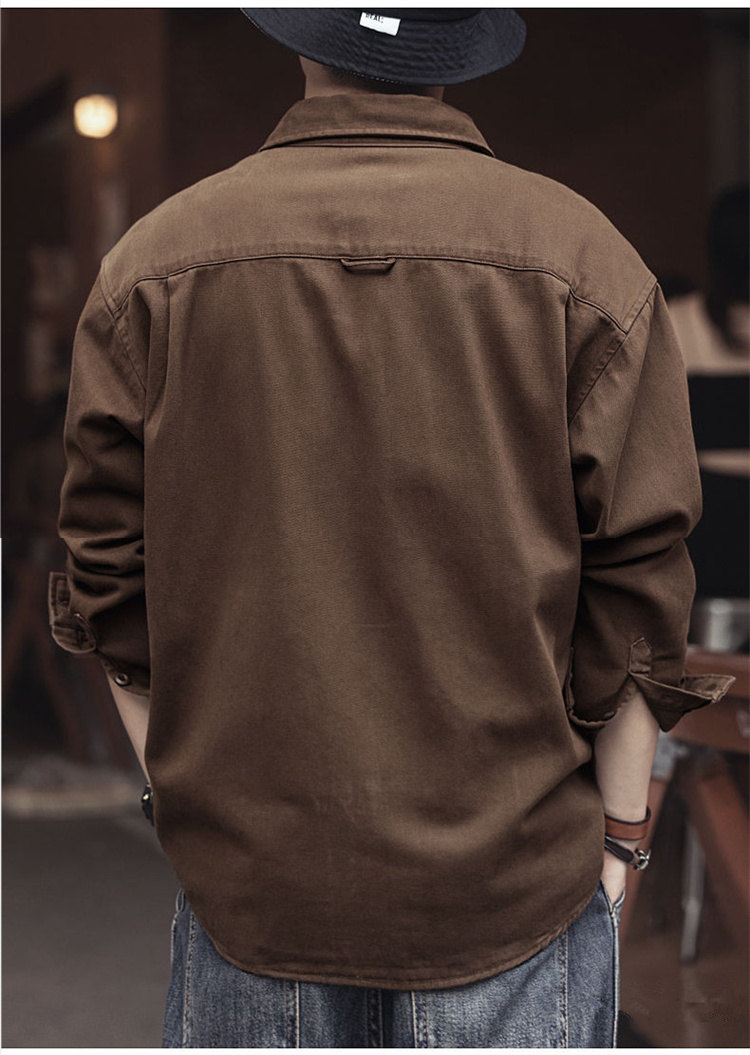 メンズ シャツ 長袖 カーゴシャツ 長袖シャツ 開襟シャツ ミリタリーシャツ 前開き トップス カジュアルシャツ 大きいサイズ 通気 アウター 春秋 快適 無地 