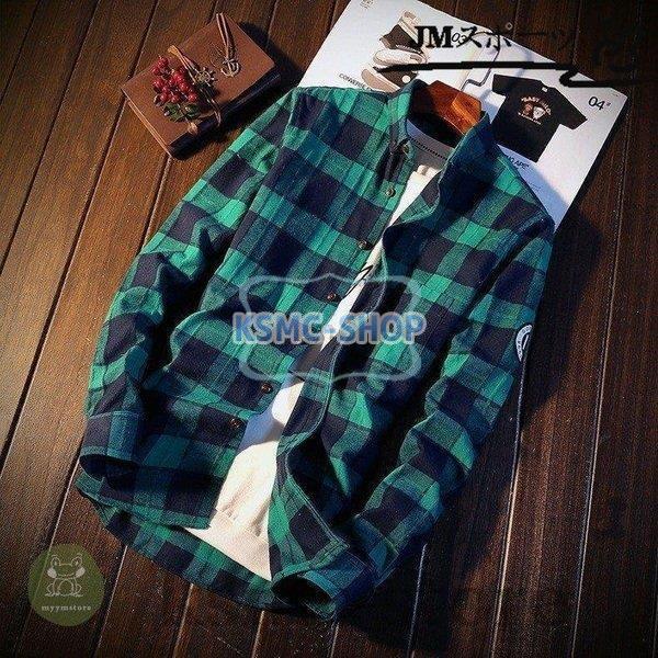 ボタンダウンシャツ メンズ 長袖 チェック柄 サイズ配色 カジュアル スリム 新作 