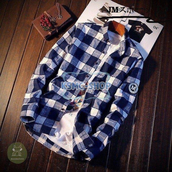 ボタンダウンシャツ メンズ 長袖 チェック柄 サイズ配色 カジュアル スリム 新作 