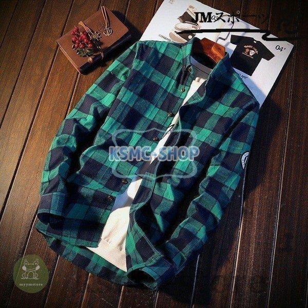 ボタンダウンシャツ メンズ 長袖 チェック柄 サイズ配色 カジュアル スリム 新作 